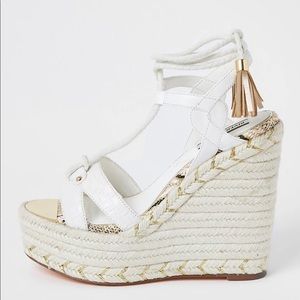 White tie up wedge River Island